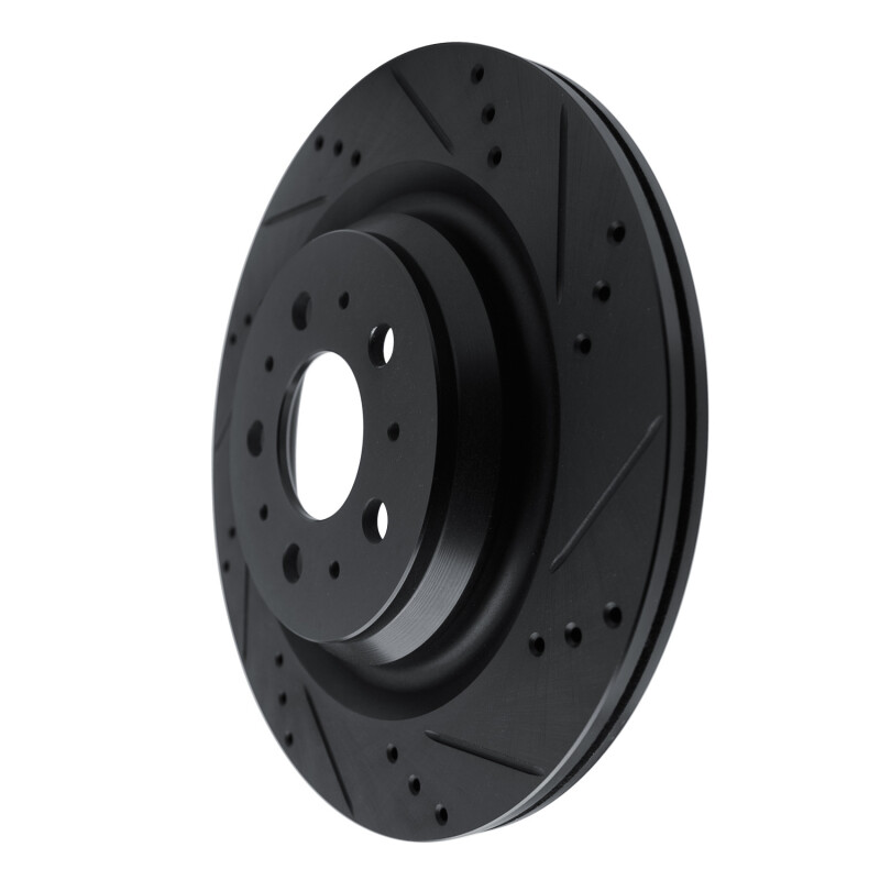 Tesla Model 3 Brake Rotor (1) - Rear Right - R1 Concepts - Drilled & Slotted - Black - `17-`25